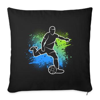Fußballer Jungen Fußball Spieler Fußballspieler - Sofakissenbezug 45 x 45 cm - Schwarz - Vorne