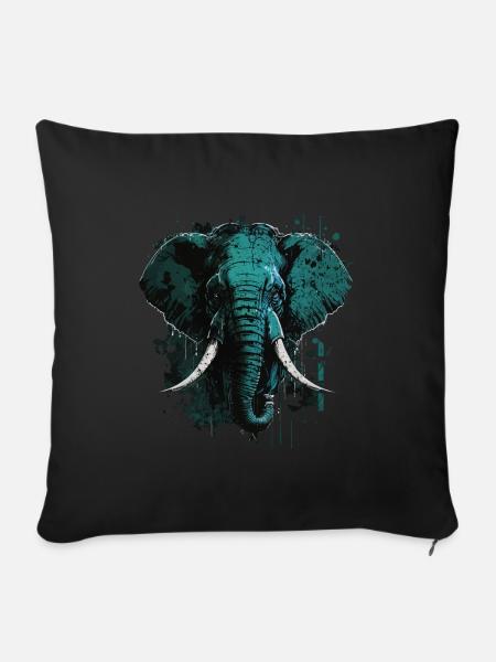 Elefant mit Stoßzähnen - Sofakissenbezug 45 x 45 cm - Schwarz