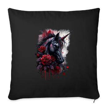 Rose and Unicorn - Sofa pillowcase 17,3'' x 17,3'' (45 x 45 cm) - black - Front