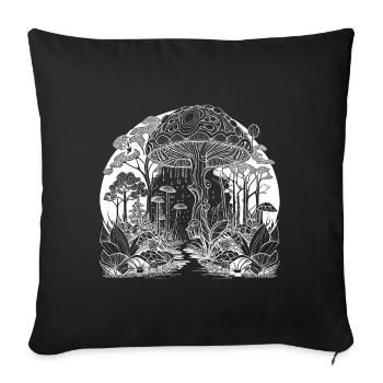 Motif de champignon mystique et magique - Housse de coussin décorative 45 x 45 cm - noir - Devant