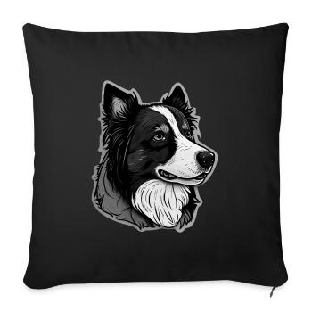 Border Collie - Sofakissenbezug 45 x 45 cm - Schwarz - Vorne