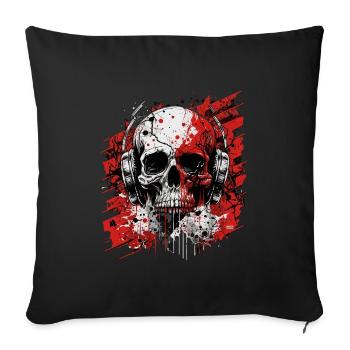 Zombie skull Disc Jockey - Sofakissenbezug 45 x 45 cm - Schwarz - Vorne