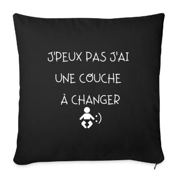 J peux pas j ai une couche à changer - Housse de coussin décorative 45 x 45 cm - noir - Devant