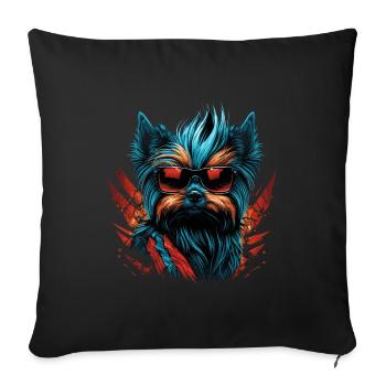 Punky cool Yorkshire Terrier - Sofa pillowcase 17,3'' x 17,3'' (45 x 45 cm) - black - Front