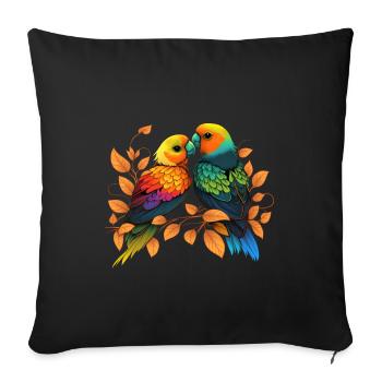 Agapornis Inseparable Retro Parrots Lovebird - Sofa pillowcase 17,3'' x 17,3'' (45 x 45 cm) - black - Front