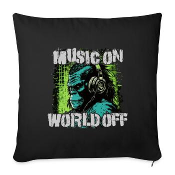 Musique allumée, monde éteint - Housse de coussin décorative 45 x 45 cm - noir - Devant