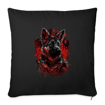 Chiot berger allemand - Housse de coussin décorative 45 x 45 cm - noir - Devant