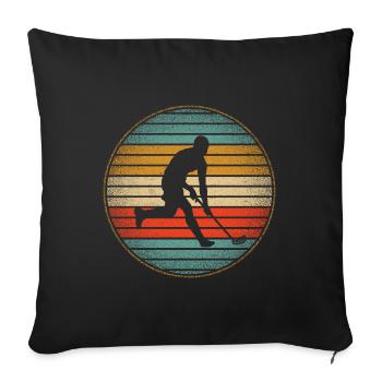 Floorball Player Vintage Floorball Floorballer - Sofa pillowcase 17,3'' x 17,3'' (45 x 45 cm) - black - Front