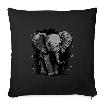 Mignon bébé éléphant - Housse de coussin décorative 45 x 45 cm - noir - Devant