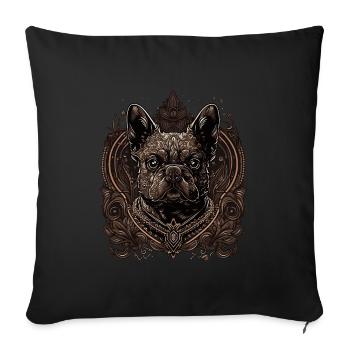 Französische Bulldogge - Sofakissenbezug 45 x 45 cm - Schwarz - Vorne