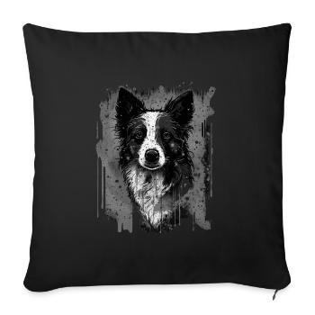 Border Collie - Sofa pillowcase 17,3'' x 17,3'' (45 x 45 cm) - black - Front