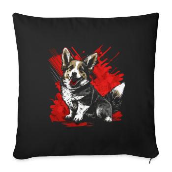 Welsh Corgi - Sofakissenbezug 45 x 45 cm - Schwarz - Vorne