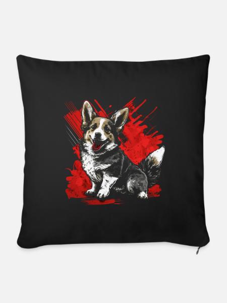 Welsh Corgi - Sofakissenbezug 45 x 45 cm - Schwarz
