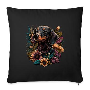 Dachshund - Sofa pillowcase 17,3'' x 17,3'' (45 x 45 cm) - black - Front