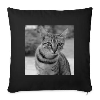 Cat background portrait white-black - Sofa pillowcase 17,3'' x 17,3'' (45 x 45 cm) - black - Front