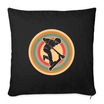 Kick Scooter Tricks Vintage Boys Stunt Scooter - Sofa pillowcase 17,3'' x 17,3'' (45 x 45 cm) - black - Front
