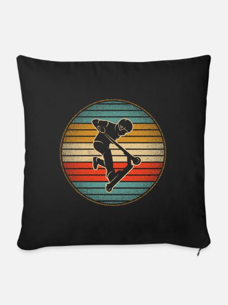 Kick Scooter Tricks Vintage Boys Stunt Scooter - Sofa pillowcase 17,3'' x 17,3'' (45 x 45 cm) - black