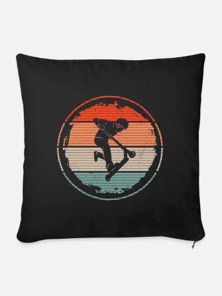 Kick Scooter Tricks Retro Boys Stunt Scooter - Sofa pillowcase 17,3'' x 17,3'' (45 x 45 cm) - black