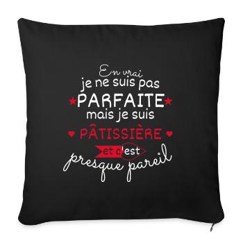 Pas parfaite mais Patissière - Housse de coussin décorative 45 x 45 cm - noir - Devant