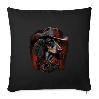 Dachshund cowboy - Sofa pillowcase 17,3'' x 17,3'' (45 x 45 cm) - black - Front