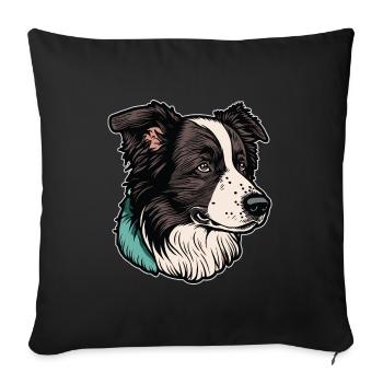 Border Collie - Sofakissenbezug 45 x 45 cm - Schwarz - Vorne