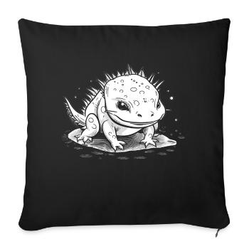 Petit axolotl mignon comme graphique en blanc - Housse de coussin décorative 45 x 45 cm - noir - Devant