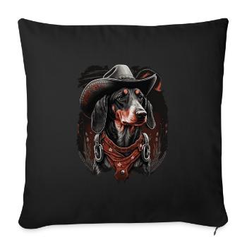 Dachshund cowboy - Sofa pillowcase 17,3'' x 17,3'' (45 x 45 cm) - black - Front
