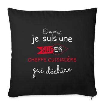 Super Cheffe cuisinière qui déchire - Housse de coussin décorative 45 x 45 cm - noir - Devant