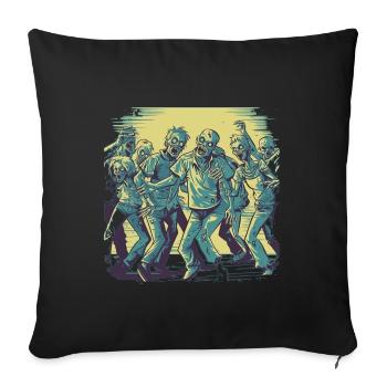 Dancing Zombies - Motif de zombie effrayant - Housse de coussin décorative 45 x 45 cm - noir - Devant