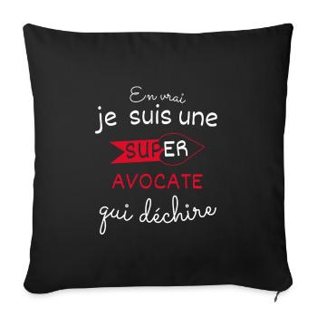 Super Avocate qui déchire - Housse de coussin décorative 45 x 45 cm - noir - Devant