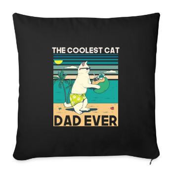 The Coolest Cat Dad Ever - Cat Lover Family Gifts - Sofa pillowcase 17,3'' x 17,3'' (45 x 45 cm) - black - Front