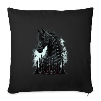 Cheval d’échecs chevalier - Housse de coussin décorative 45 x 45 cm - noir - Devant