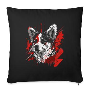 Welsh Corgi - Sofakissenbezug 45 x 45 cm - Schwarz - Vorne