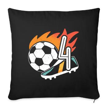 4th birthday Footballer Boy 4 years Football - Sofa pillowcase 17,3'' x 17,3'' (45 x 45 cm) - black - Front
