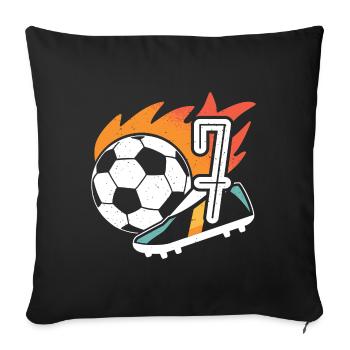 7. Geburtstag Fußballer Junge 7 Jahre Fußball - Sofakissenbezug 45 x 45 cm - Schwarz - Vorne
