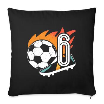 6. Geburtstag Fußballer Junge 6 Jahre Fußball - Sofakissenbezug 45 x 45 cm - Schwarz - Vorne