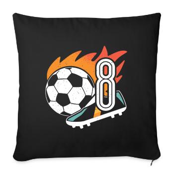 8th birthday Footballer Boy 8 years Football - Sofa pillowcase 17,3'' x 17,3'' (45 x 45 cm) - black - Front