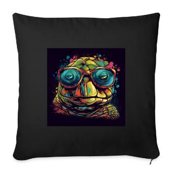 Trippy Turtle With Sunglasses - Sofa pillowcase 17,3'' x 17,3'' (45 x 45 cm) - black - Front