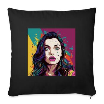 Pop Art Visage surpris - Housse de coussin décorative 45 x 45 cm - noir - Devant