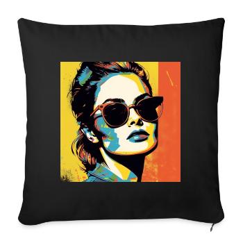 Pop Art Cool Woman - Sofa pillowcase 17,3'' x 17,3'' (45 x 45 cm) - black - Front