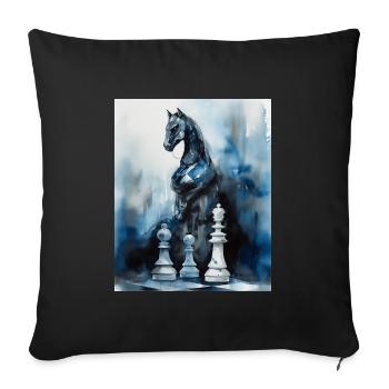 Blue Chess Knight Came to Life - Sofa pillowcase 17,3'' x 17,3'' (45 x 45 cm) - black - Front