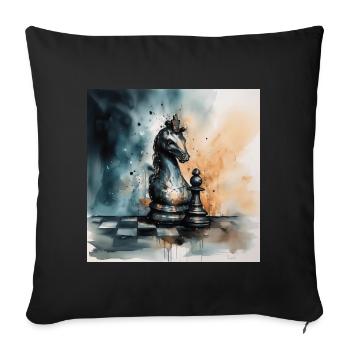 Artful Chess Knight - Sofa pillowcase 17,3'' x 17,3'' (45 x 45 cm) - black - Front