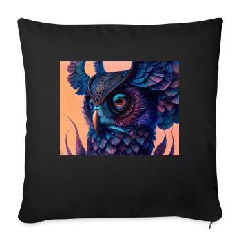 Owl - Sofa pillowcase 17,3'' x 17,3'' (45 x 45 cm) - black - Front