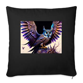 Owl - Sofa pillowcase 17,3'' x 17,3'' (45 x 45 cm) - black - Front