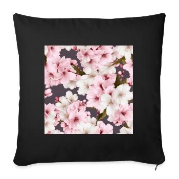 Realistic White Pink Cherry Blossom Pattern - Sofa pillowcase 17,3'' x 17,3'' (45 x 45 cm) - black - Front