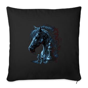 Cheval d’échecs chevalier - Housse de coussin décorative 45 x 45 cm - noir - Devant
