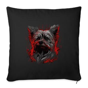 Yorkshire Terrier - Housse de coussin décorative 45 x 45 cm - noir - Devant
