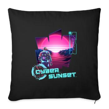 Astronaut Cyber Sunset gradient pink - Futuristic - Sofa pillowcase 17,3'' x 17,3'' (45 x 45 cm) - black - Front
