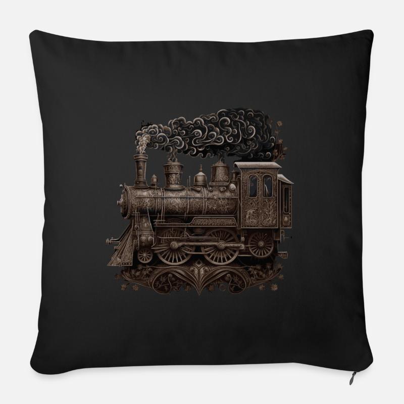 Dampflokomotive - Sofakissenbezug 45 x 45 cm - Schwarz