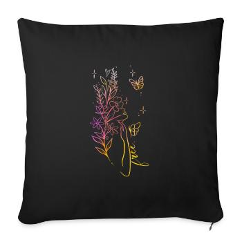 befreite Frau Strichzeichnung Farbe - Sofakissenbezug 45 x 45 cm - Schwarz - Vorne